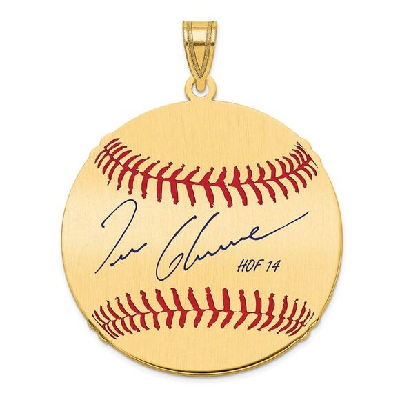 14K Gold Plated Tom Glavine Signature LG Enamel Baseball Pendant